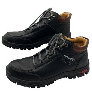 Flyland Mens 48 US 13 Black Leather Chukka Boots Outdoor Hiking Casual Normcore